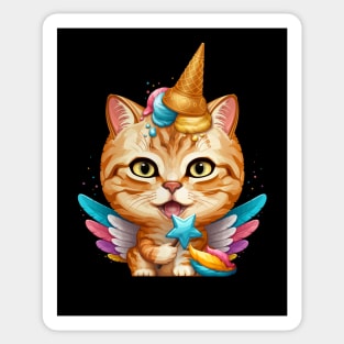 Orange Tabby Cat Ice Cream Unicorn Sticker